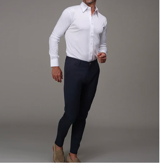 NEW Collars and Co CEO Blue Chino Classic Pocket Cotton Stretch Pant 30 x 32